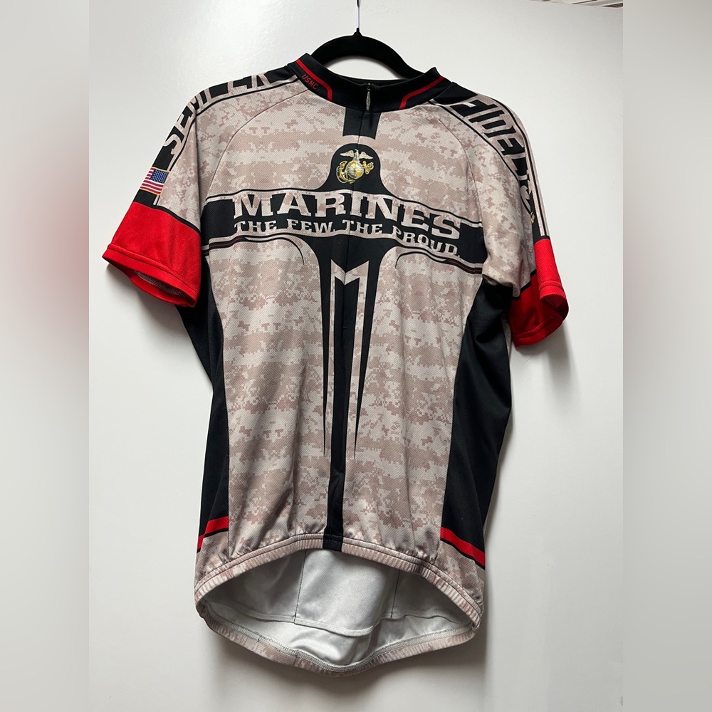 US Marines 'The Few. The Proud.' Performance Cycling Jersey Beige/Red Size Large